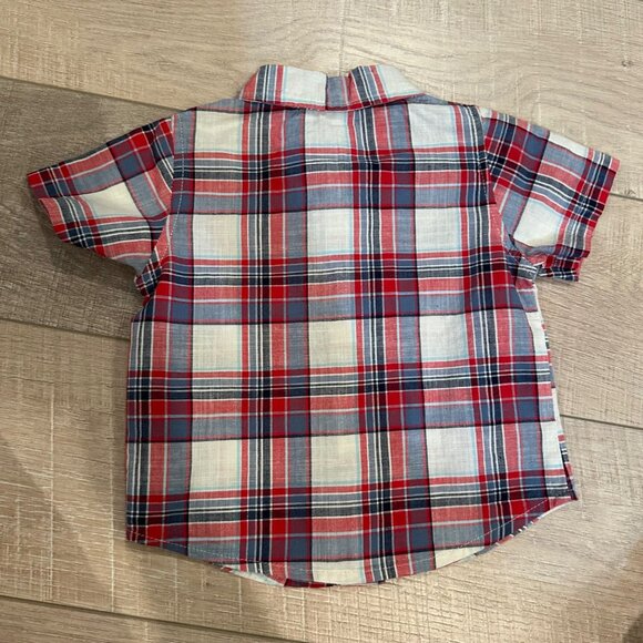WRANGLER BOYS RED PLAID BUTTON UP SHORT SLEEVE SHIRT NEW 12 MONTH - Picture 7 of 7